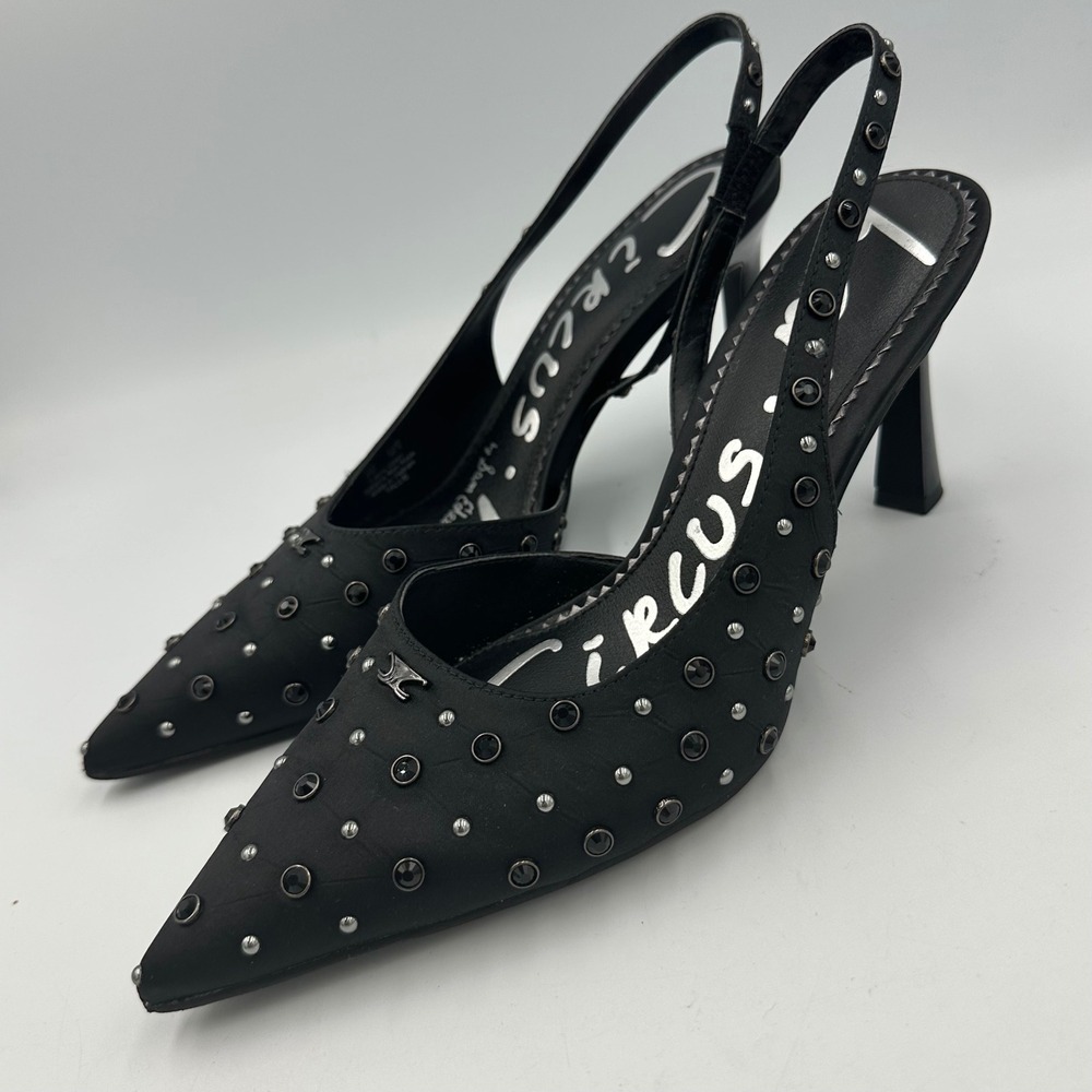Circus NY (Sam Edelman) Tallie Studded Slingback Heels Black Sz 8 Edgy Chic